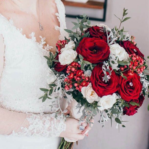 Juicy Red Winter Wedding Flowers