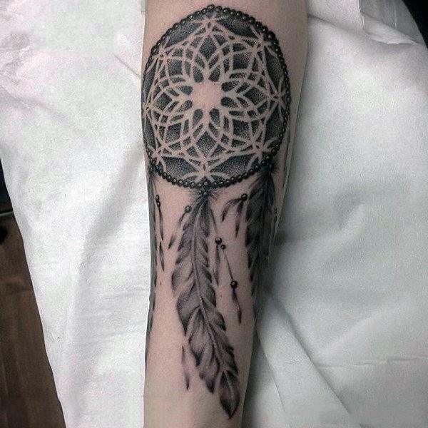Kaledioscopic Art Dream Catcher Tattoo Womens Arms