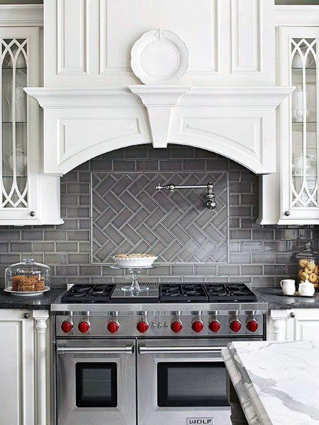 Kitchen Backsplash Design Ideas Grey Stove Tile