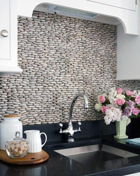 Kitchen Backsplash Design Ideas Stone Pebble