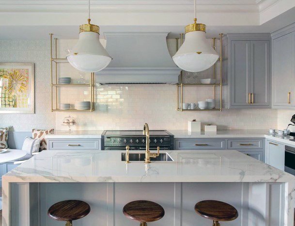 Kitchen Countertop Ideas Contemporary Marble With Brass Accents