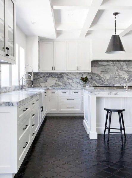 Kitchen Flooring Ideas Black Tile Pattern