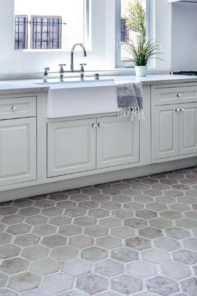 Kitchen Flooring Ideas Stone Textured Hexagon Designs
