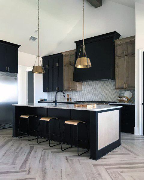 Kitchen Ideas Black And Wood Cabients