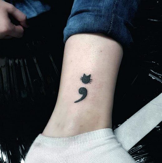 Kitty Semicolon Tattoo Womens Ankles