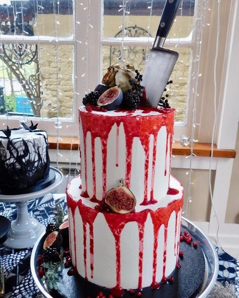 Knife And Blood Halloween Wedding Cake