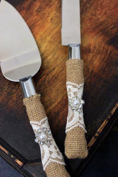 Knife Holder In Burlap Wedding Decor