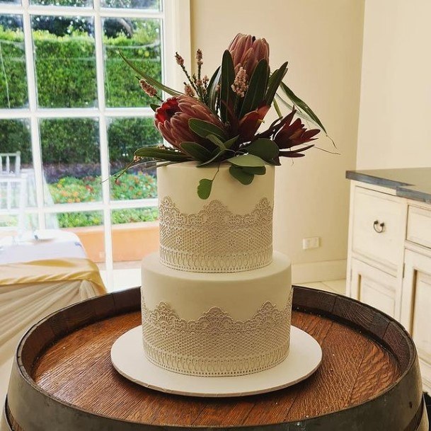 Lace Art 2 Tier Wedding Cake