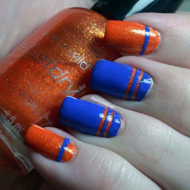 Lacquer Orange And Blue Nails For Women