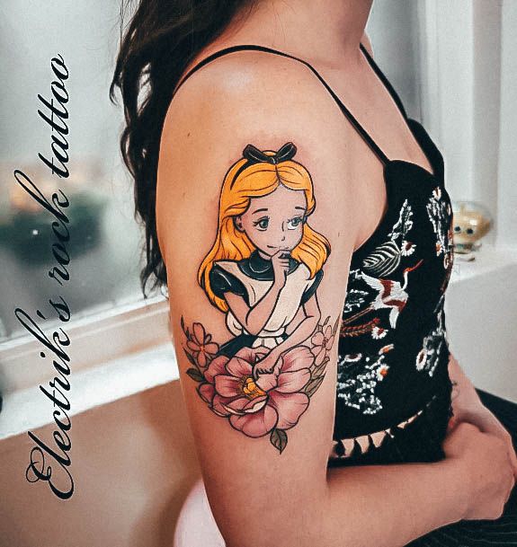 Ladies Alice In Wonderland Tattoo Design Inspiration