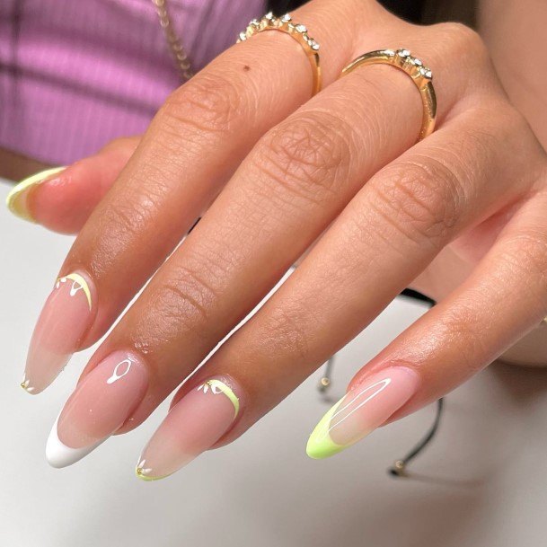 Ladies Almond French Nail Design Inspiration