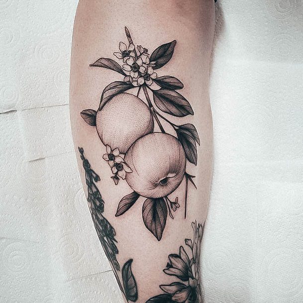 Ladies Apple Tattoo Design Inspiration