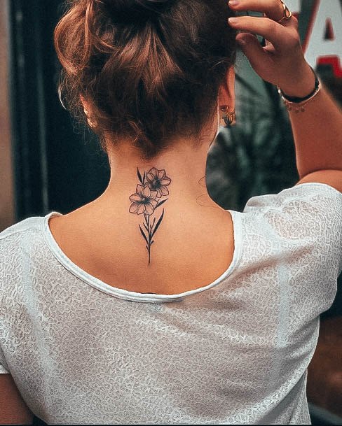 Ladies Back Of Neck Tattoo Design Inspiration