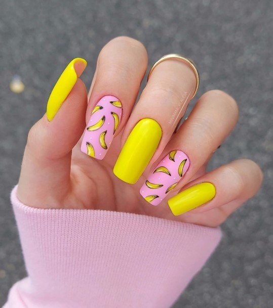 Ladies Banana Nail Design Inspiration