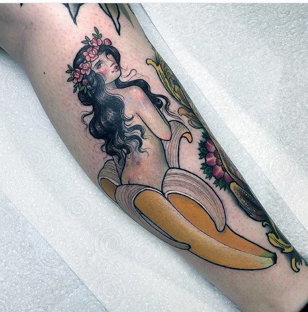 Ladies Banana Tattoo Design Inspiration