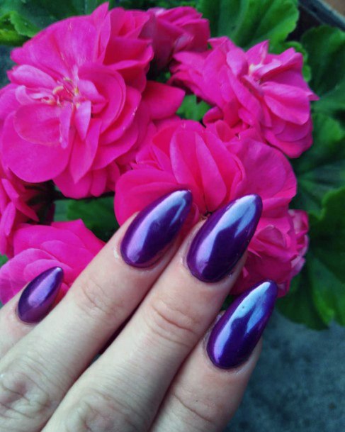 Ladies Beautiful Mirror Nail Ideas Purple