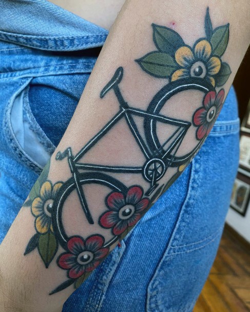 Ladies Bicycle Tattoo Design Inspiration