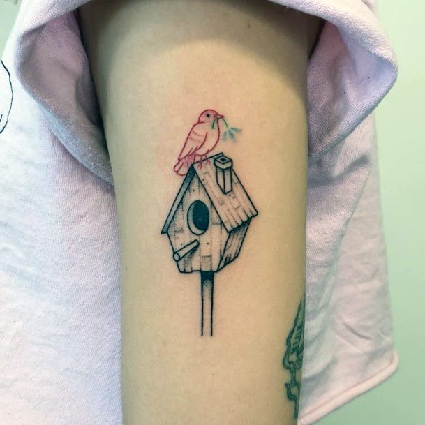 Ladies Birdhouse Tattoo Design Inspiration