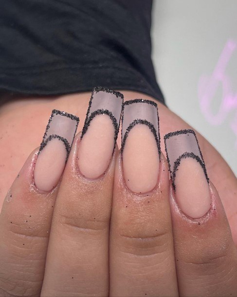 Ladies Black Prom Nail Design Inspiration