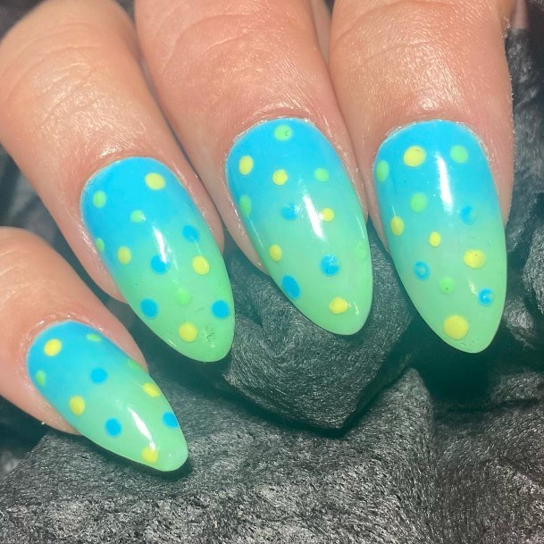 Ladies Blue And Green Nail Design Inspiration