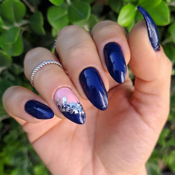 Ladies Blue And Silver Nail Design Inspiration