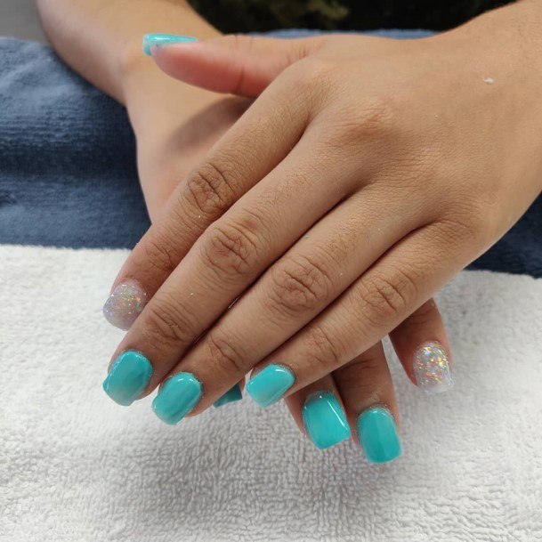 Ladies Blue Short Nail Design Inspiration