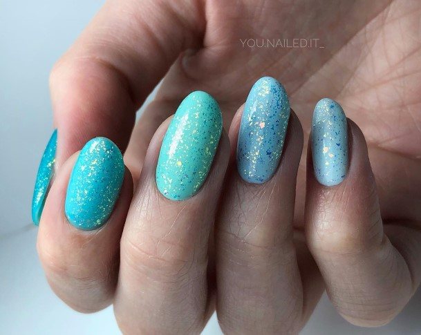 Ladies Blue Summer Nail Design Inspiration