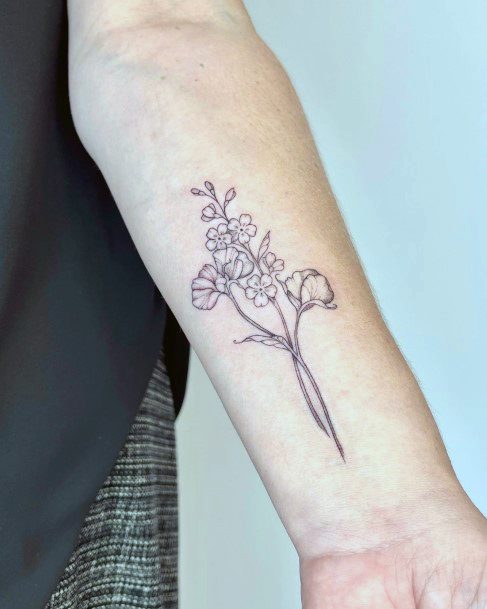 Ladies Bouquet Tattoo Design Inspiration