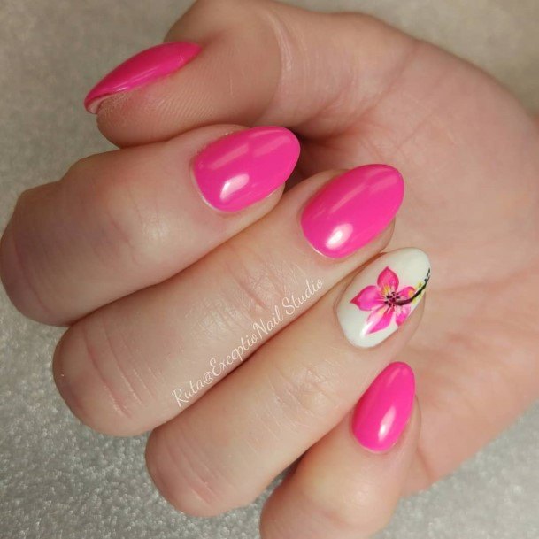 Ladies Bright Pink Nail Design Inspiration