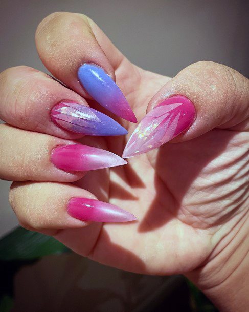 Ladies Broken Shattered Glass Nail Design Inspiration