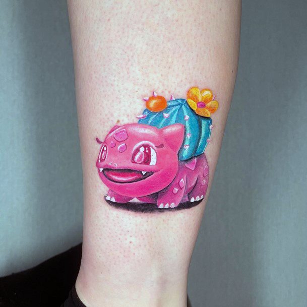 Ladies Bulbasaur Tattoo Design Inspiration