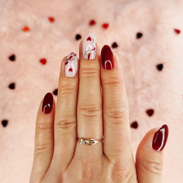 Ladies Burgundy Nail Design Inspiration