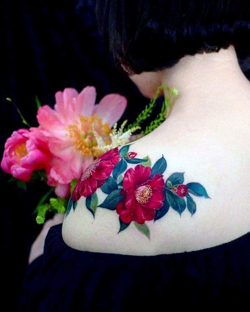 Ladies Camellia Tattoo Design Inspiration