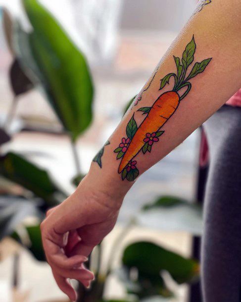 Ladies Carrot Tattoo Design Inspiration