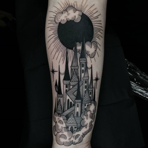 Ladies Castle Tattoo Design Inspiration