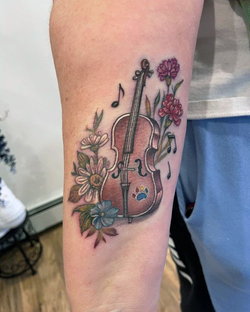 Ladies Cello Tattoo Design Inspiration