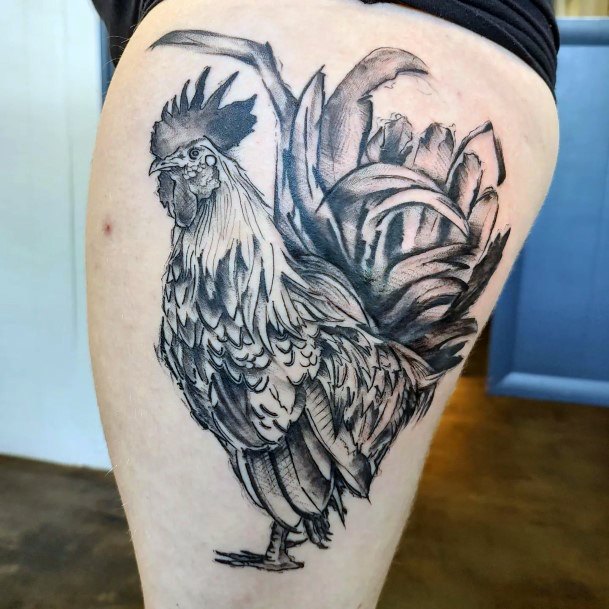 Ladies Chicken Tattoo Design Inspiration