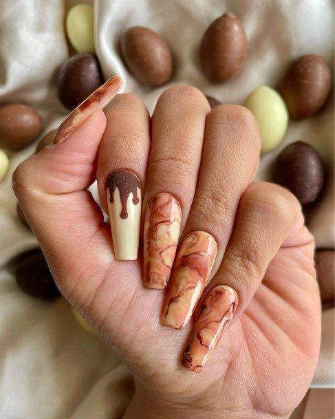 Ladies Chocolate Nail Design Inspiration