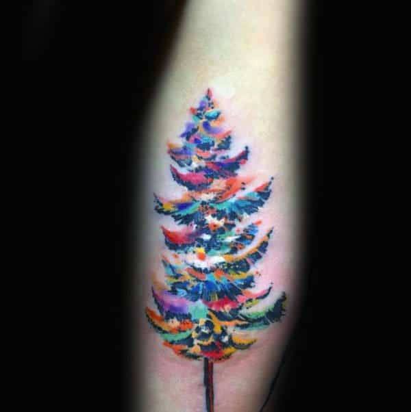 Ladies Christmas Tree Tattoo Design Inspiration