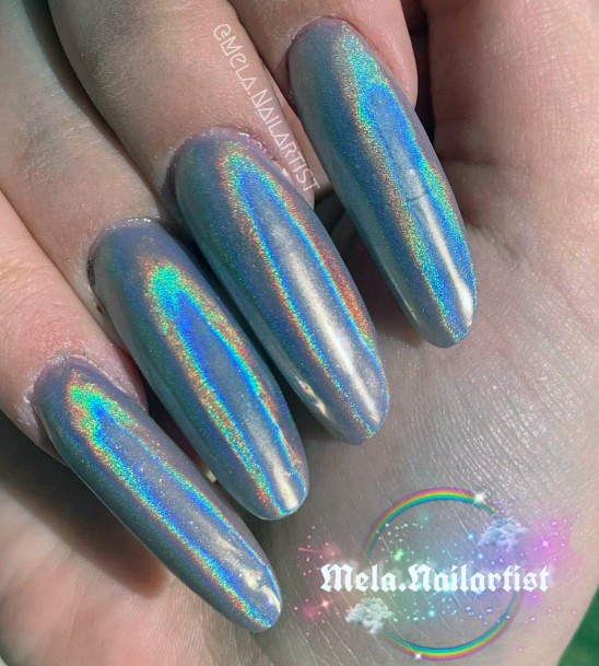 Ladies Chrome Nail Design Inspiration