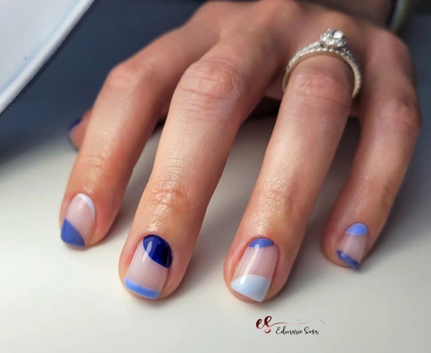 Ladies Clear Blue Nail Design Inspiration