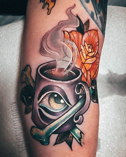 Ladies Coffee Mug Tattoo Design Inspiration