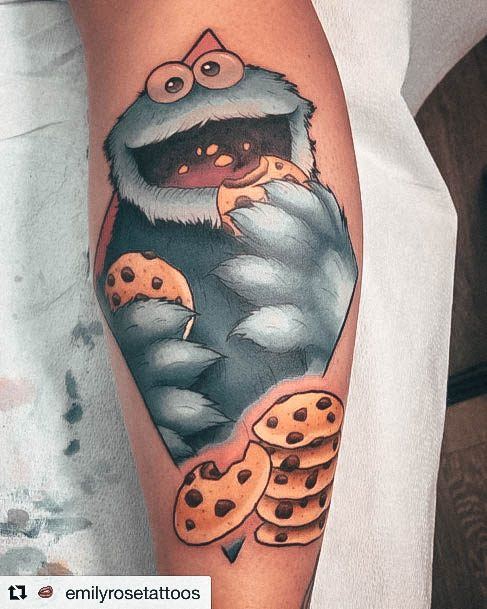 Ladies Cookie Monster Tattoo Design Inspiration