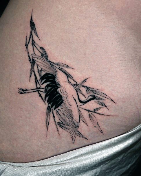 Ladies Crane Tattoo Design Inspiration