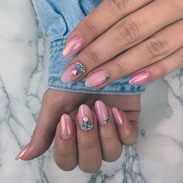 Ladies Crystals Nail Design Inspiration