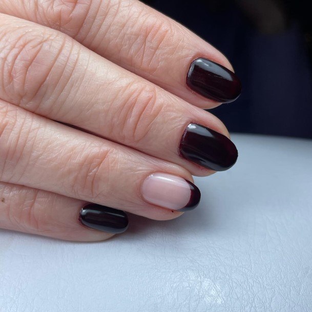 Ladies Dark Brown Nail Design Inspiration