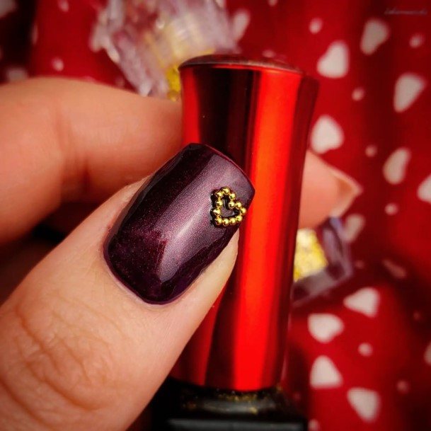 Ladies Dark Maroon Nail Design Inspiration