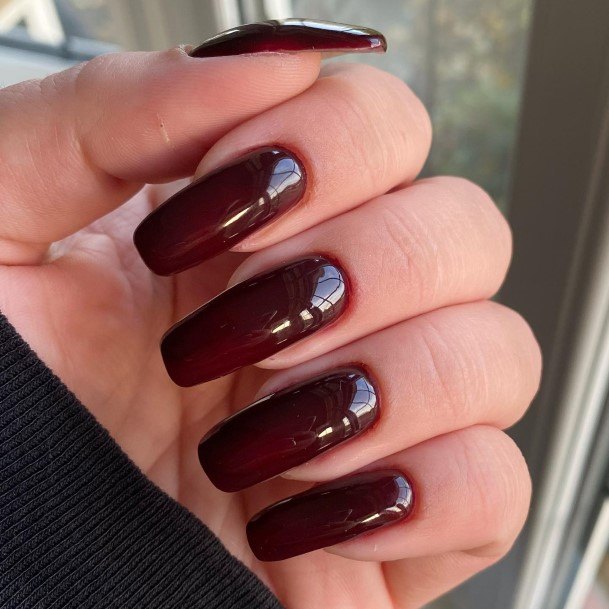 Ladies Dark Red Nail Design Inspiration