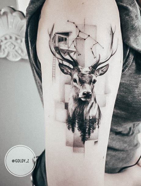 Ladies Deer Tattoo Design Inspiration