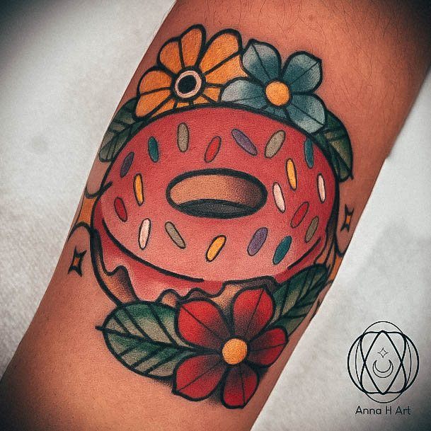 Ladies Donut Tattoo Design Inspiration